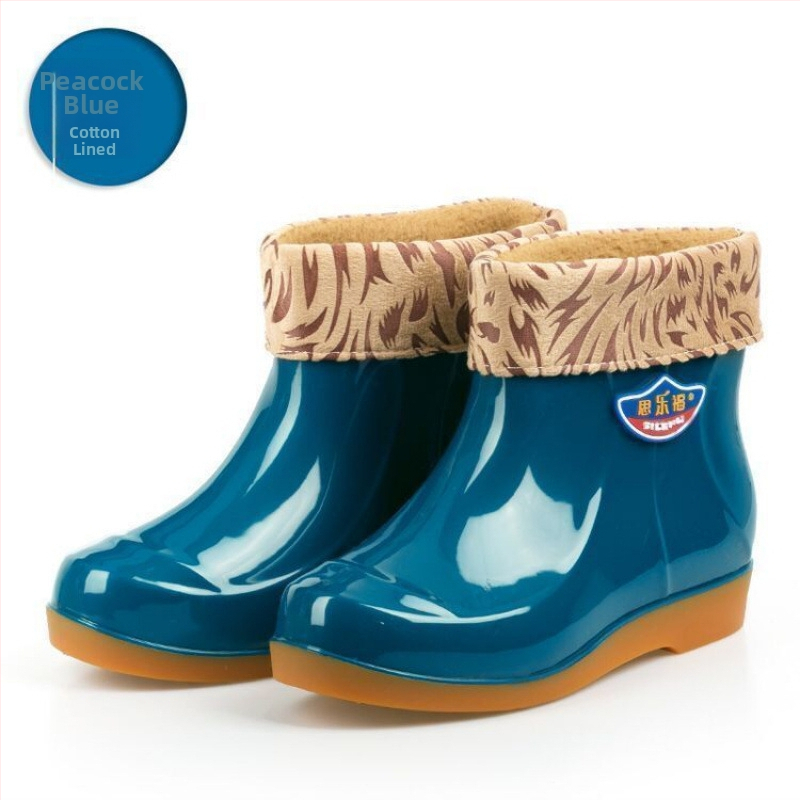 Moteriški lietaus batai, vidutinio ilgio, medvilnės viršus, neslidus padas, flisinė įdaila