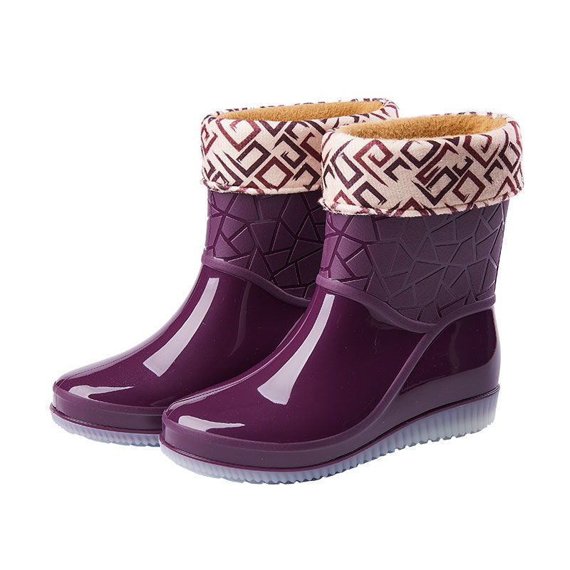 Moteriški lietaus batai, vidutinio ilgio, medvilnės viršus, neslidus padas, flisinė įdaila