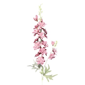 Umjetni cvijet Delphinium s dvostruko razgranatom stabljikom, flokirani materijal; za vjenčanja, rekvizite za fotografiju i kućnu dekoraciju; marka Gardenia; materijal: svila i Pan tkanina; izrada: stiliziranje, reljef, ubrizgavanje kalupa; varijanta: osta