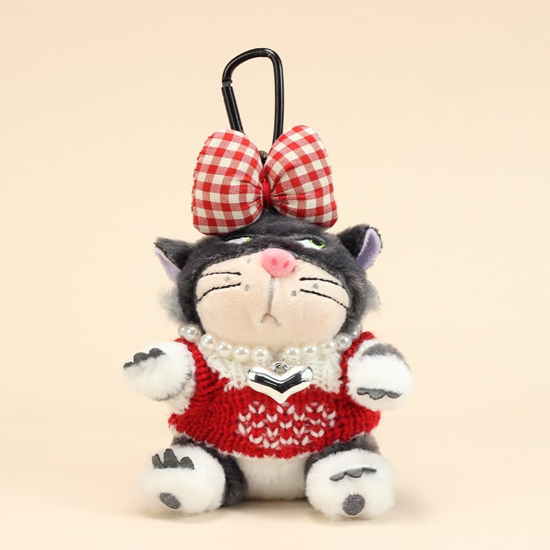 Γατούλα plush για κρεμαστή τσάντα – κοντό βελούδινο ύφασμα, γέμισμα PP βάμβακι, κατάλληλη για ηλικίες 15–35