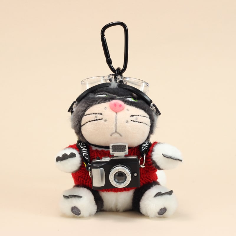 Γατούλα plush για κρεμαστή τσάντα – κοντό βελούδινο ύφασμα, γέμισμα PP βάμβακι, κατάλληλη για ηλικίες 15–35