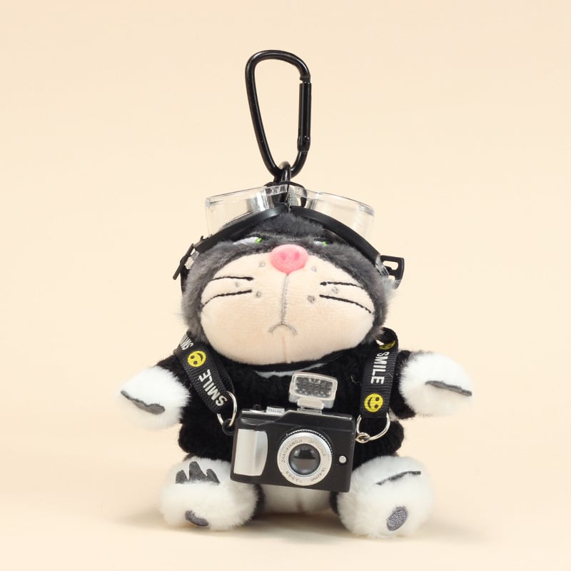 Γατούλα plush για κρεμαστή τσάντα – κοντό βελούδινο ύφασμα, γέμισμα PP βάμβακι, κατάλληλη για ηλικίες 15–35