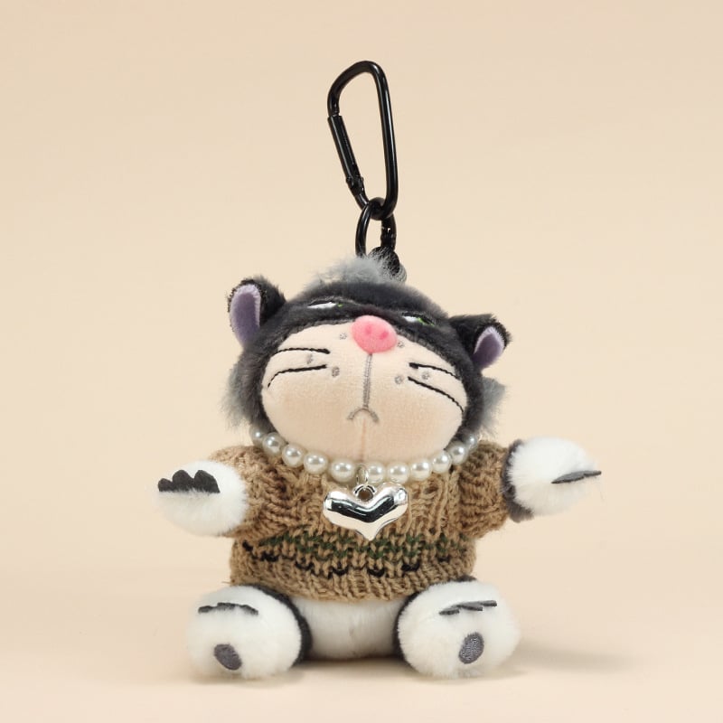 Γατούλα plush για κρεμαστή τσάντα – κοντό βελούδινο ύφασμα, γέμισμα PP βάμβακι, κατάλληλη για ηλικίες 15–35