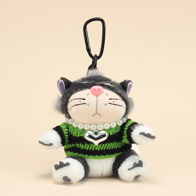 Γατούλα plush για κρεμαστή τσάντα – κοντό βελούδινο ύφασμα, γέμισμα PP βάμβακι, κατάλληλη για ηλικίες 15–35