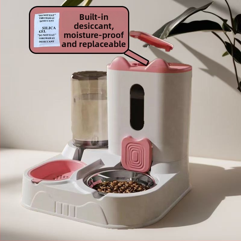 Автоматична хранилка за котки и кучета с интегриран керамичен съд за храна и дозатор за вода