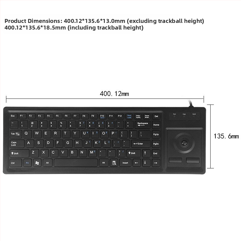 DX-87B priemyselný trackball set klávesnica a myš, PS/2, káblové pripojenie, prispôsobiteľný