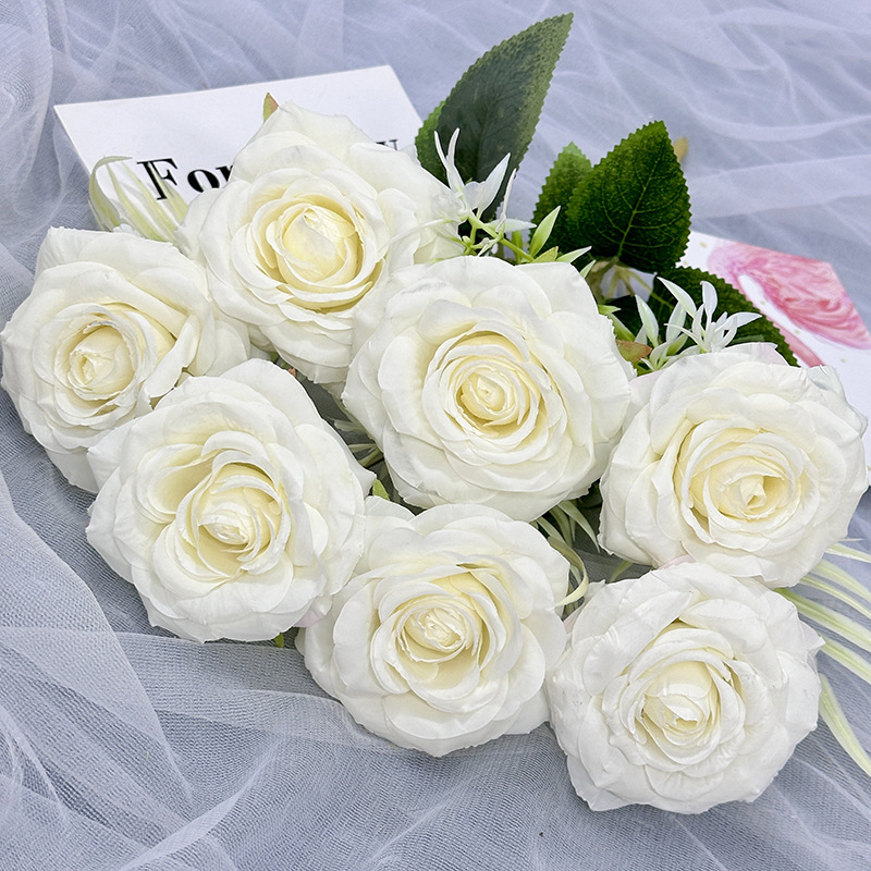 Finch Yiyi Flowers umjetne ruže od svile, 7 glav, dijamantni izgled, aranžman za svadbenu dekoraciju prostora