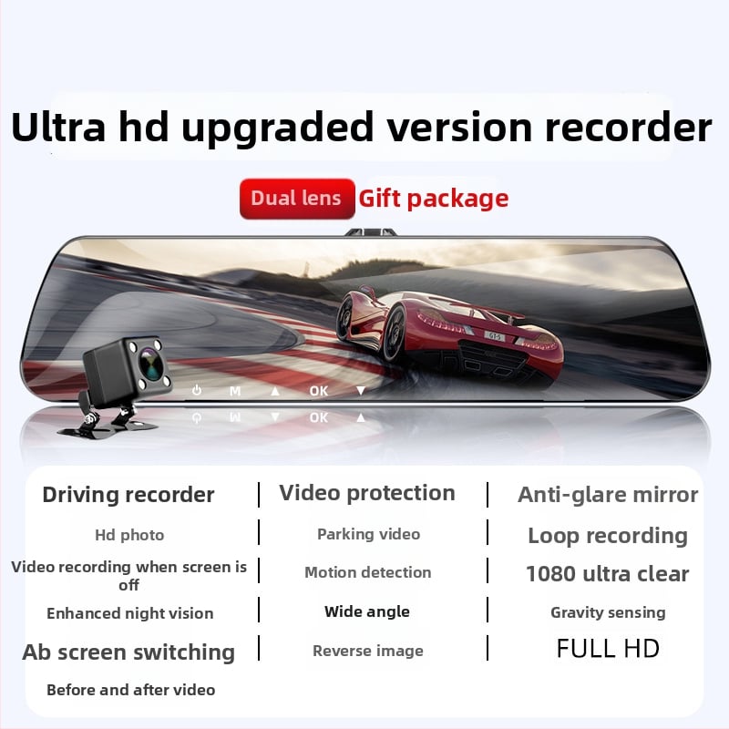 Automobilio vaizdo registratorius su priekyje ir gale kamera, 360° panoraminis vaizdas, F2.0 diafragma, 1080p, 4MP