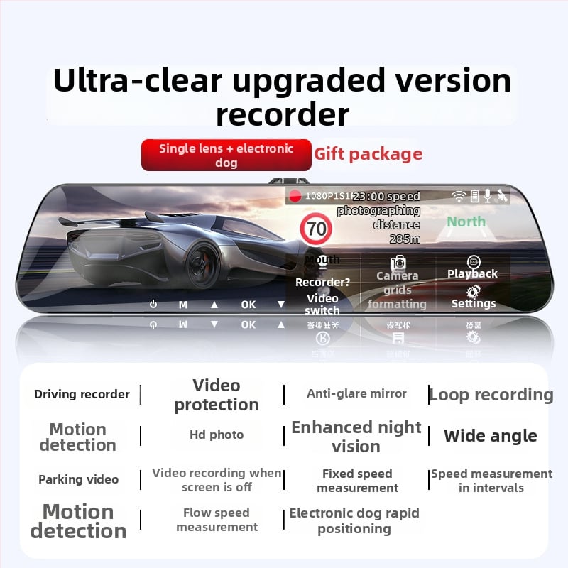 Automobilio vaizdo registratorius su priekyje ir gale kamera, 360° panoraminis vaizdas, F2.0 diafragma, 1080p, 4MP