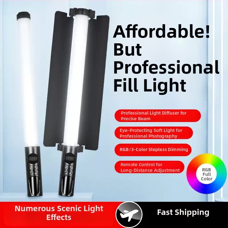 RGB φώτισμα πλήρωσης χειρός με τρίποδο για ζωντανή μετάδοση, 7.5W LED, 3V 2A, ενσωματωμένη μπαταρία