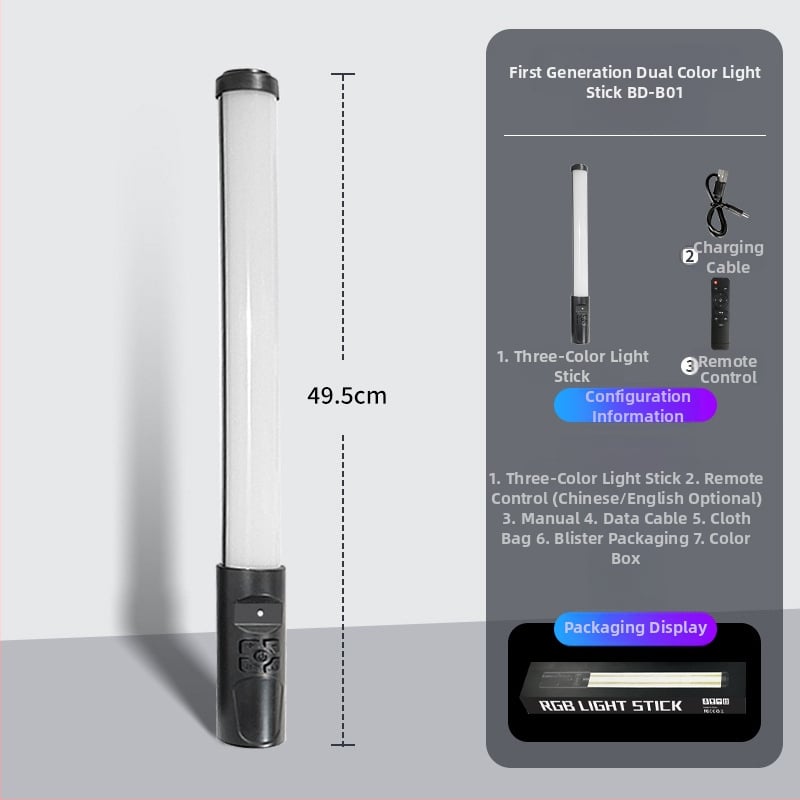 RGB φώτισμα πλήρωσης χειρός με τρίποδο για ζωντανή μετάδοση, 7.5W LED, 3V 2A, ενσωματωμένη μπαταρία