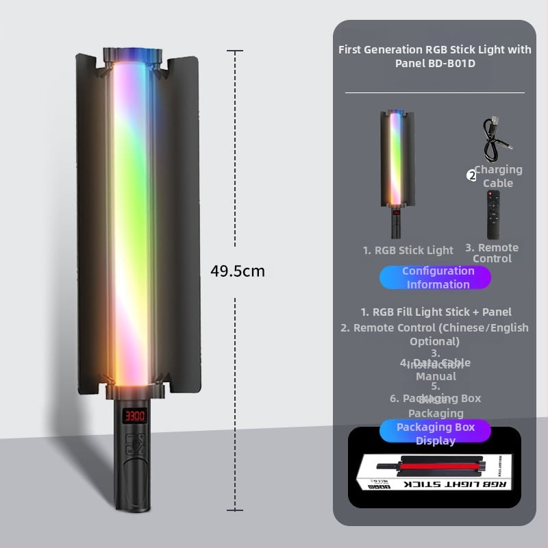 RGB φώτισμα πλήρωσης χειρός με τρίποδο για ζωντανή μετάδοση, 7.5W LED, 3V 2A, ενσωματωμένη μπαταρία