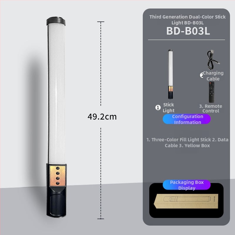 RGB φώτισμα πλήρωσης χειρός με τρίποδο για ζωντανή μετάδοση, 7.5W LED, 3V 2A, ενσωματωμένη μπαταρία