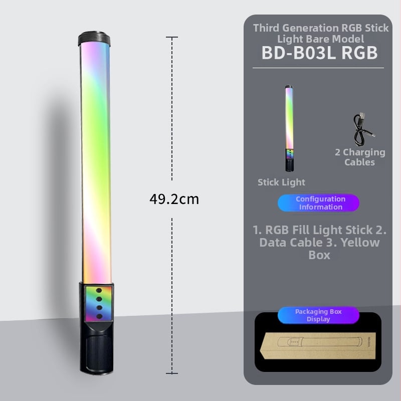 RGB φώτισμα πλήρωσης χειρός με τρίποδο για ζωντανή μετάδοση, 7.5W LED, 3V 2A, ενσωματωμένη μπαταρία