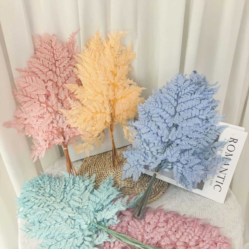 Frunză de ferigă conservată pentru decor casnic, stil INS, Material: flori conservate, Varietate: ferigă