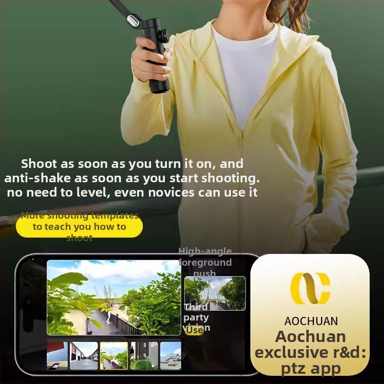Aochuan XE okostelefon stabilizátor, háromtengelyes kézi stabilizáló, kompatibilis a GoPro MAX-szal, 0,6 kg, függőleges 345°, vízszintes 310°