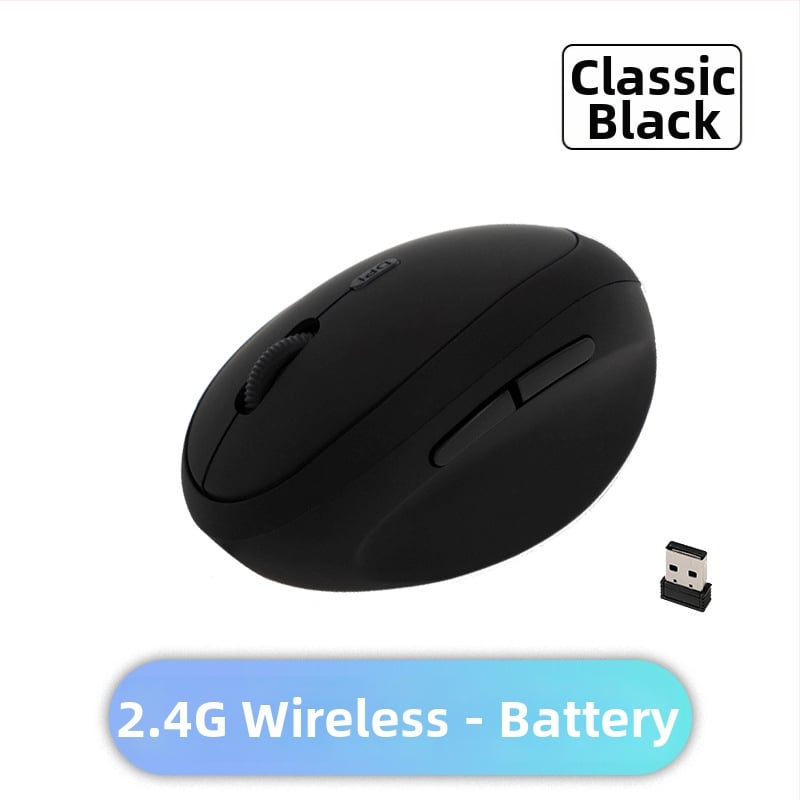 Вертикална ергономична безжична оптична мишка, 1600 DPI, 6 бутона, USB приемник 2,4 GHz, съвместима с лаптоп