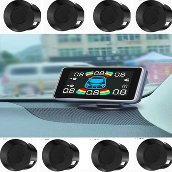 Radar vocal de parcare cu 8 sonde, NY8089-8, LCD, 12V, avertizare vocală, spate 0,3–2 m, față 0,3–1 m