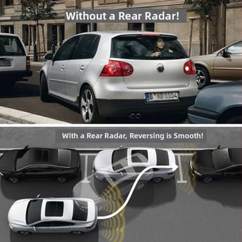 Radar vocal de parcare cu 8 sonde, NY8089-8, LCD, 12V, avertizare vocală, spate 0,3–2 m, față 0,3–1 m