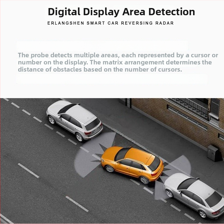 Radar vocal de parcare cu 8 sonde, NY8089-8, LCD, 12V, avertizare vocală, spate 0,3–2 m, față 0,3–1 m
