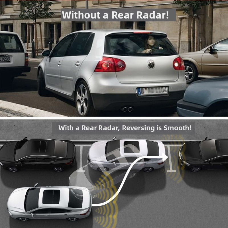 Radar vocal de parcare cu 8 sonde, NY8089-8, LCD, 12V, avertizare vocală, spate 0,3–2 m, față 0,3–1 m