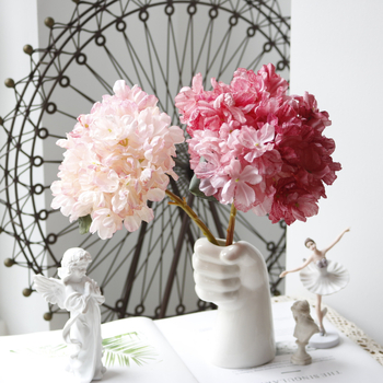 Donglingfang Floare de hortensie din mătase – Pictată, Stilizată și Reliefată, pentru nuntă, ședințe foto și decor de casă