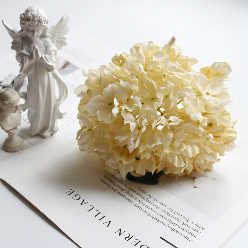 Donglingfang Floare de hortensie din mătase – Pictată, Stilizată și Reliefată, pentru nuntă, ședințe foto și decor de casă