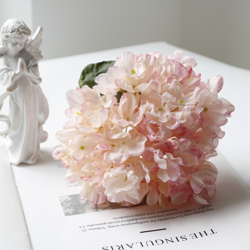 Donglingfang Floare de hortensie din mătase – Pictată, Stilizată și Reliefată, pentru nuntă, ședințe foto și decor de casă