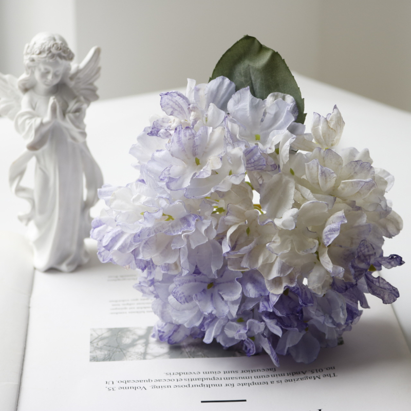 Donglingfang Floare de hortensie din mătase – Pictată, Stilizată și Reliefată, pentru nuntă, ședințe foto și decor de casă