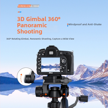 Grindinis stovintis tripodas mobiliam telefonui ir kamerai iš aliuminio lydinio, 3 dalių kojos, 3D gimbal PTZ, greita atleidimo plokštelė, apkrova 2-5 kg