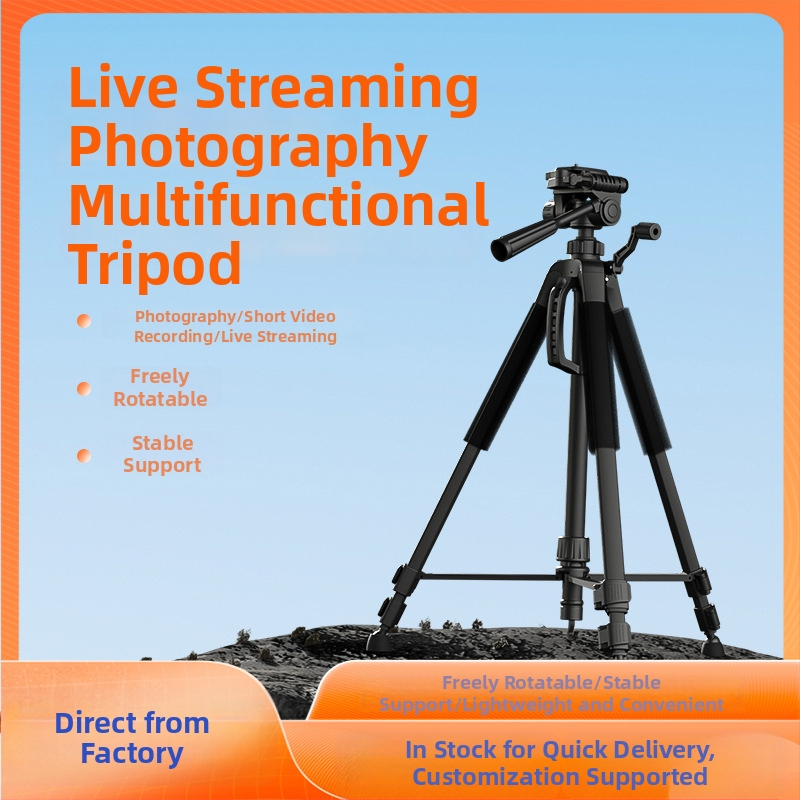 Grindinis stovintis tripodas mobiliam telefonui ir kamerai iš aliuminio lydinio, 3 dalių kojos, 3D gimbal PTZ, greita atleidimo plokštelė, apkrova 2-5 kg