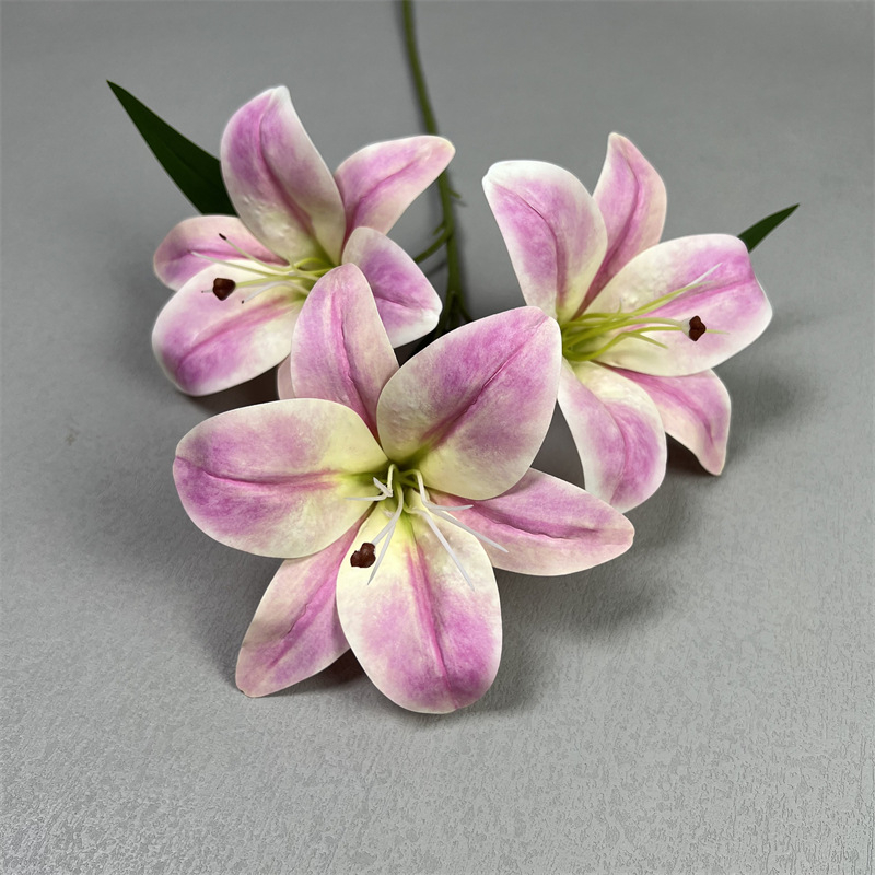 Umjetna lilija od svile — realistična, jedan izdanka, za vjenčanja, kućnu dekoraciju i fotografske rekvizite