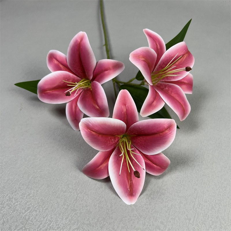 Umjetna lilija od svile — realistična, jedan izdanka, za vjenčanja, kućnu dekoraciju i fotografske rekvizite