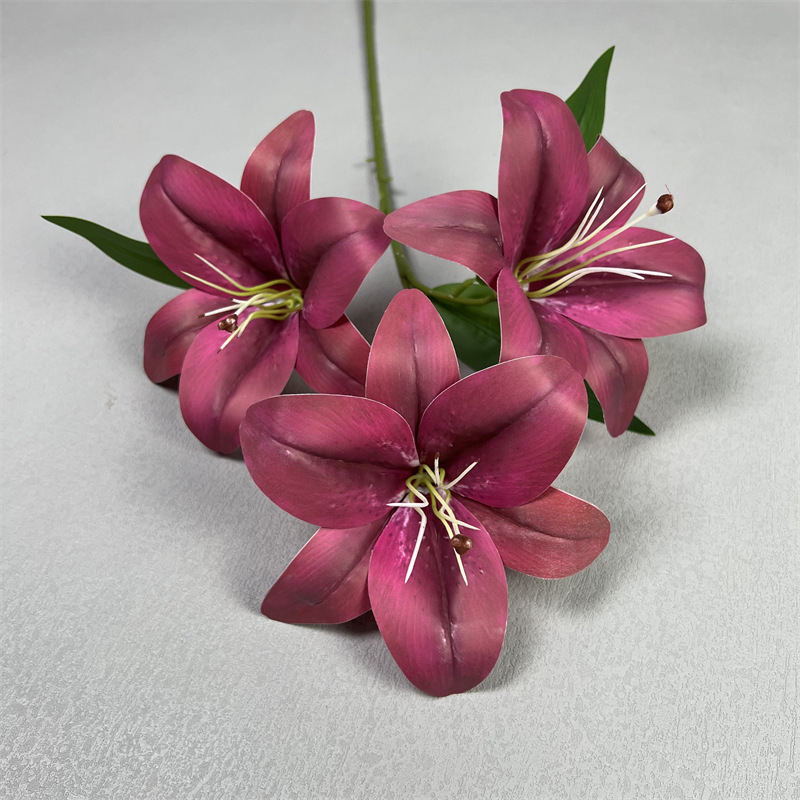 Umjetna lilija od svile — realistična, jedan izdanka, za vjenčanja, kućnu dekoraciju i fotografske rekvizite