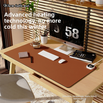 Nagyméretű íróasztali fűtőpad PU borítással, 220V bemenet, 220W teljesítmény, fűtés alumíniumlemezen, intelligens hőmérséklet-szabályozás (többszintű), túlmelegedés és rövidzárlat védelem
