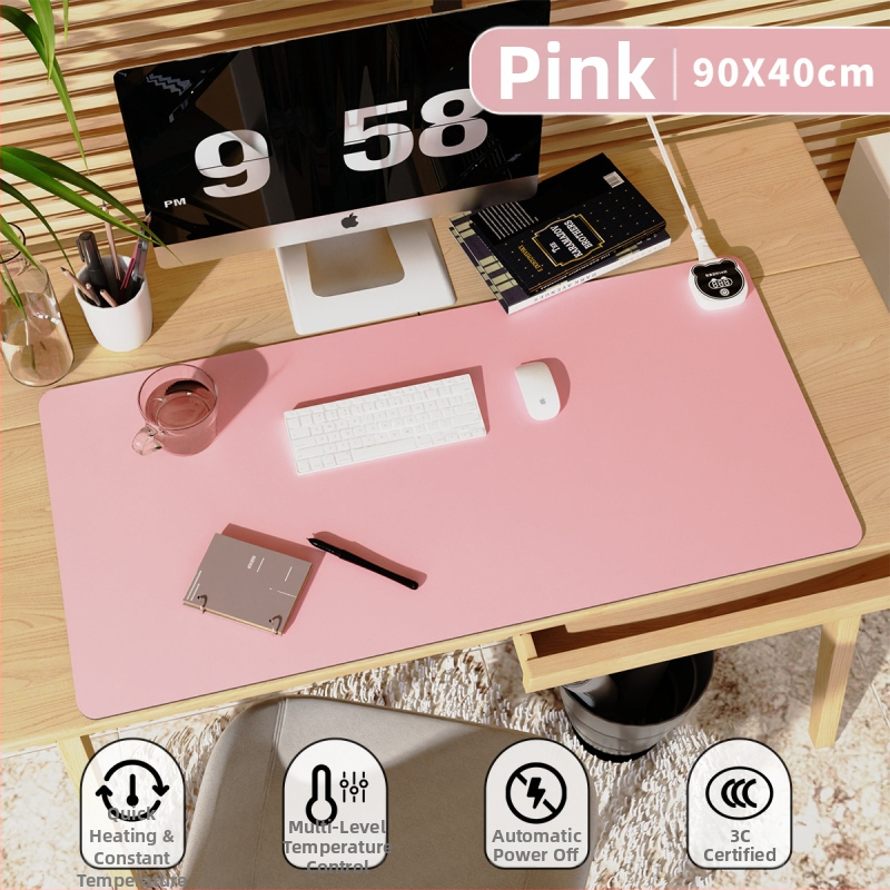 Nagyméretű íróasztali fűtőpad PU borítással, 220V bemenet, 220W teljesítmény, fűtés alumíniumlemezen, intelligens hőmérséklet-szabályozás (többszintű), túlmelegedés és rövidzárlat védelem
