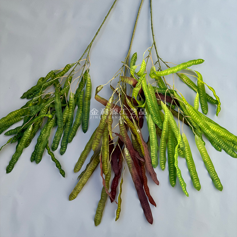 Műanyag és selyem virágokkal készült bab- és lencséshüvelyek díszítése, 3D-nyomtatott rekvizitok esküvőkhöz, kültéri felvételekhez és otthoni dekorációhoz