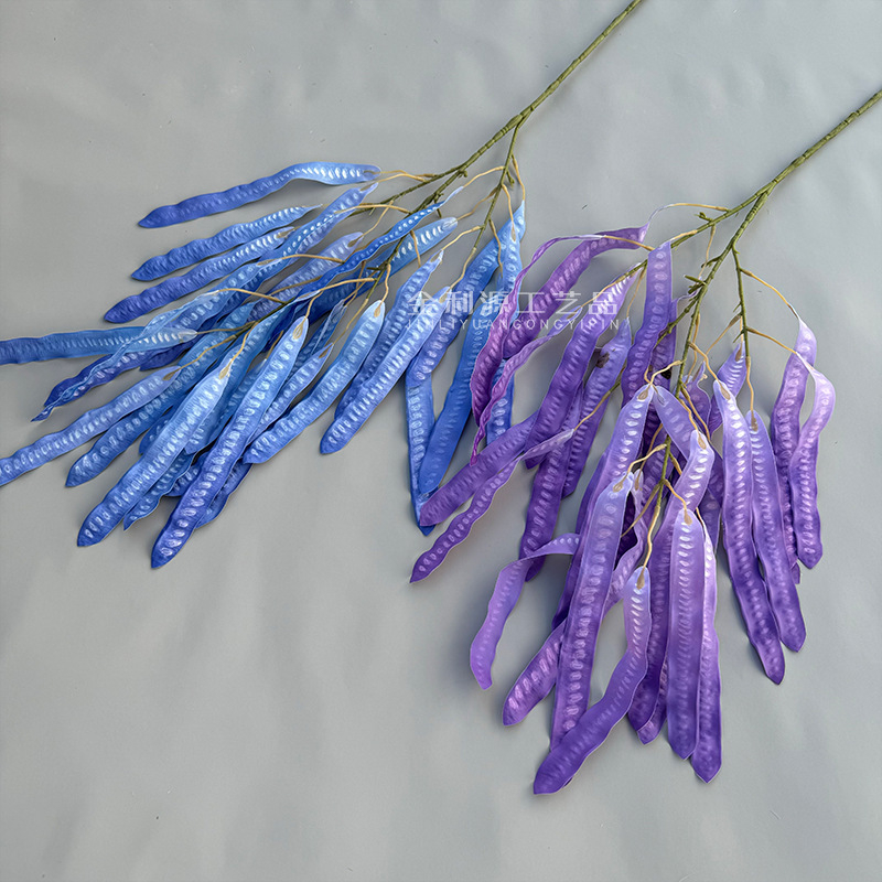 Műanyag és selyem virágokkal készült bab- és lencséshüvelyek díszítése, 3D-nyomtatott rekvizitok esküvőkhöz, kültéri felvételekhez és otthoni dekorációhoz