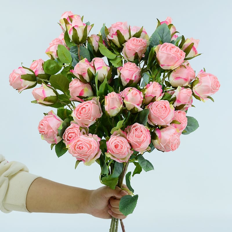 7 fejű hópehely rózsa művirág szár, 65 cm, szállodai lobby dekorációhoz, esküvői és fotórekvizit