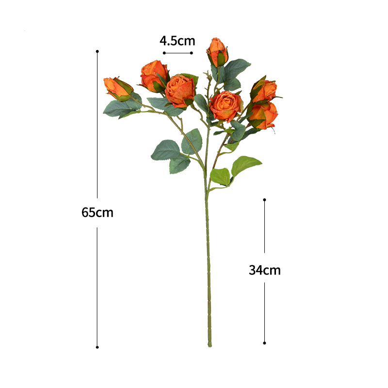 7 fejű hópehely rózsa művirág szár, 65 cm, szállodai lobby dekorációhoz, esküvői és fotórekvizit