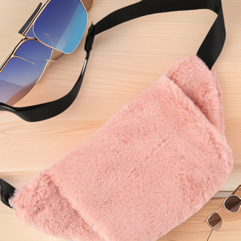 Geantă crossbody din pluș, mini, stil street, dumpling, curea reglabilă pe un umăr, dimensiune mică, închidere cu fermoar, buzunar intern cu fermoar