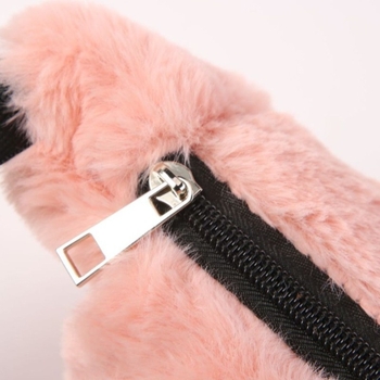 Geantă crossbody din pluș, mini, stil street, dumpling, curea reglabilă pe un umăr, dimensiune mică, închidere cu fermoar, buzunar intern cu fermoar