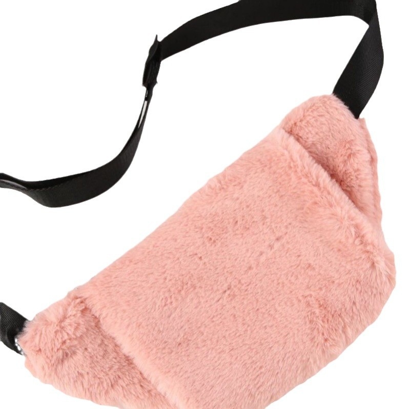 Geantă crossbody din pluș, mini, stil street, dumpling, curea reglabilă pe un umăr, dimensiune mică, închidere cu fermoar, buzunar intern cu fermoar