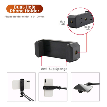 Nadstojan s integrovaným svetlom pre mobilný telefón, stolný stojan na živé vysielanie s nastaviteľným gimbalom, kovovo-plastová konštrukcia, univerzálny dizajn, vhodné na fotografovanie šperkov a jedál