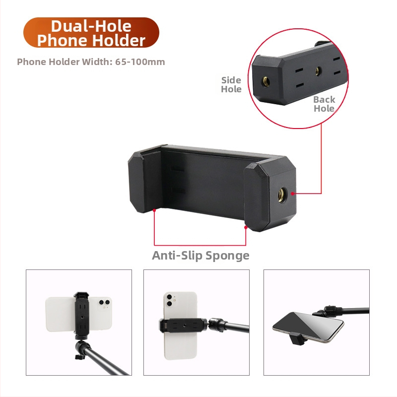 Nadstojan s integrovaným svetlom pre mobilný telefón, stolný stojan na živé vysielanie s nastaviteľným gimbalom, kovovo-plastová konštrukcia, univerzálny dizajn, vhodné na fotografovanie šperkov a jedál