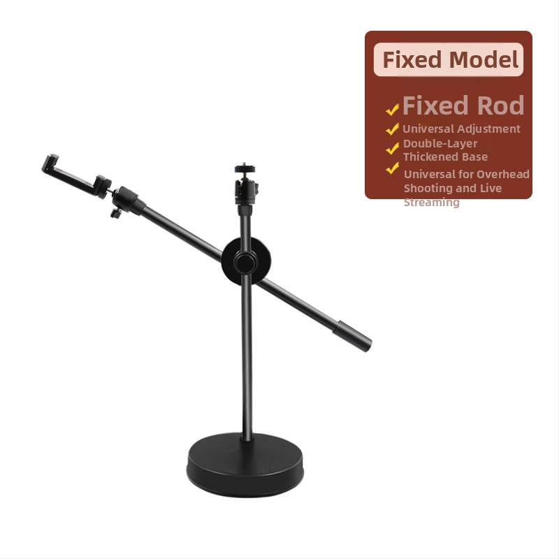 Nadstojan s integrovaným svetlom pre mobilný telefón, stolný stojan na živé vysielanie s nastaviteľným gimbalom, kovovo-plastová konštrukcia, univerzálny dizajn, vhodné na fotografovanie šperkov a jedál