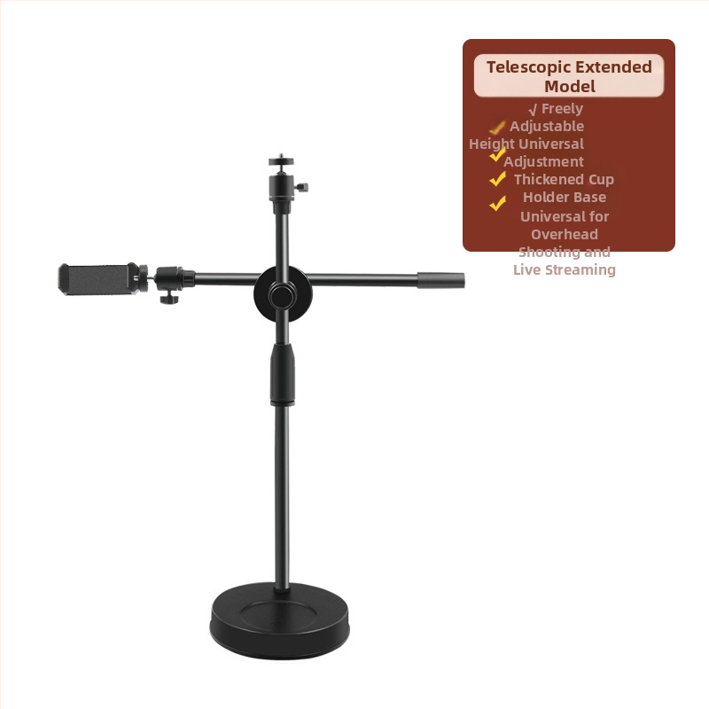 Nadstojan s integrovaným svetlom pre mobilný telefón, stolný stojan na živé vysielanie s nastaviteľným gimbalom, kovovo-plastová konštrukcia, univerzálny dizajn, vhodné na fotografovanie šperkov a jedál