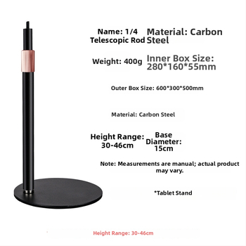 Suport de birou pentru telefon și tabletă, telescopic, metal integral, anti vibrații, pentru transmisiuni în direct și înregistrări video