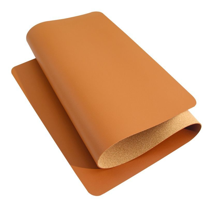 Velika PU podloga za stol, dvostrana, 400 × 800 mm, koža-izgled s korek akcentima, otisak logotipa
