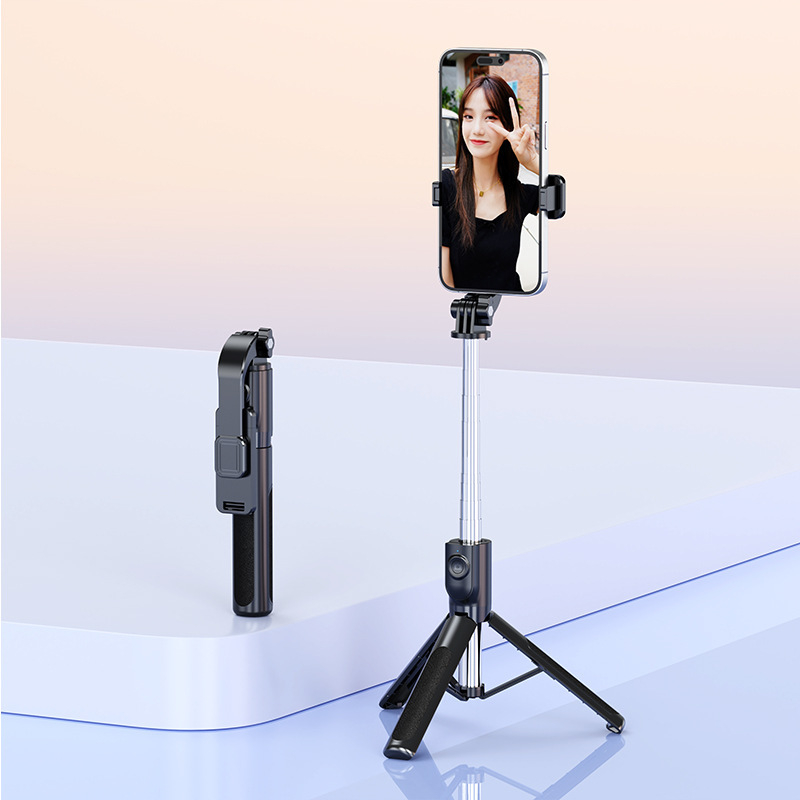 Integrēts Bluetooth selfie sticks mobilajam telefonam — pārnēsājams, stabils statīvs ar tālvadības pulti, apgaismojums un IBIS saderība (ABS + nerūsējošais tērauds)